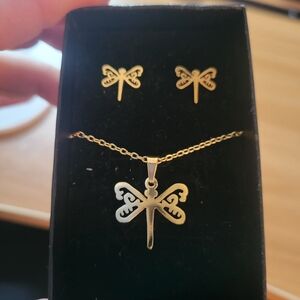 🌹Buy 1 Get 1 Free🌹 Stainless Steel Dragonfly Necklace And Earring Set